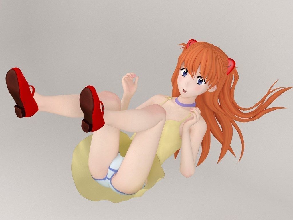 Asuka Langley Soryu anime girl pose 02 3D model_2