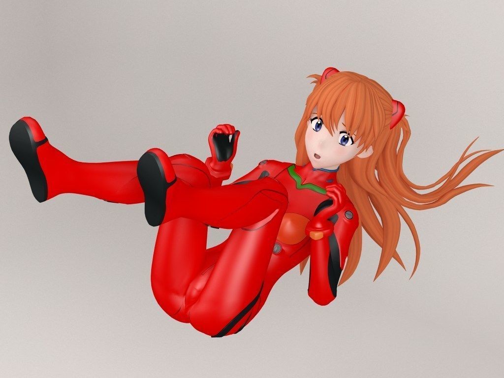 Asuka Langley Soryu anime girl pose 02 3D model_1