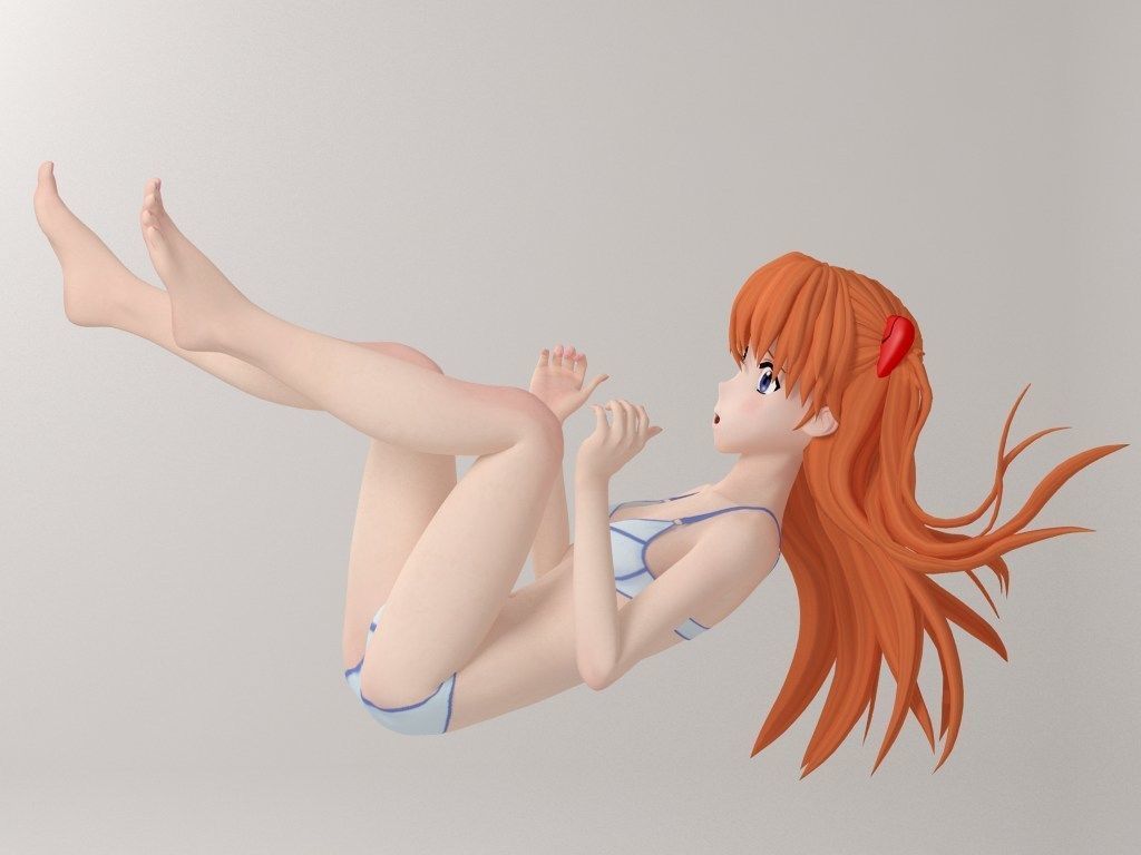 Asuka Langley Soryu anime girl pose 02 3D model_18
