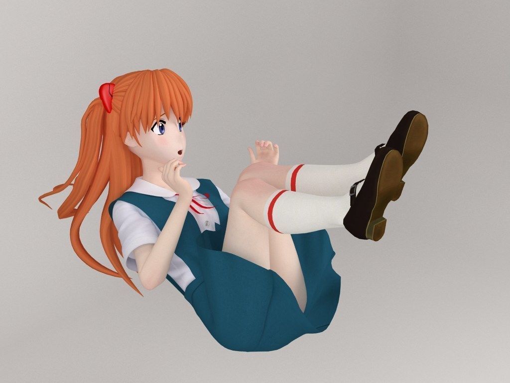 Asuka Langley Soryu anime girl pose 02 3D model_10