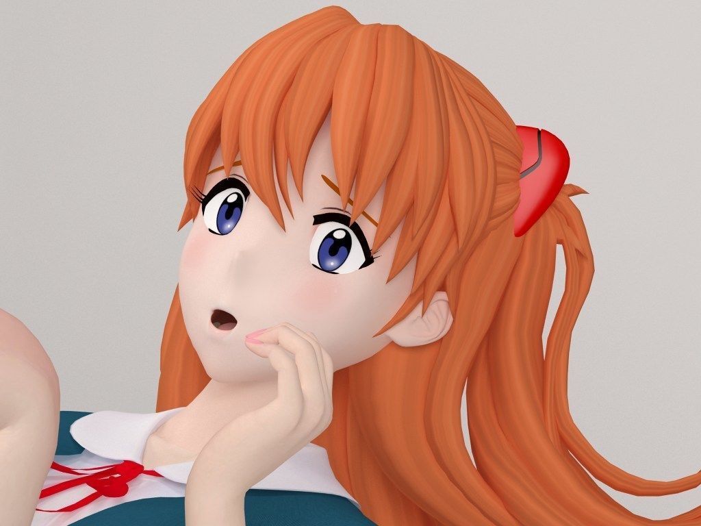 Asuka Langley Soryu anime girl pose 02 3D model_21