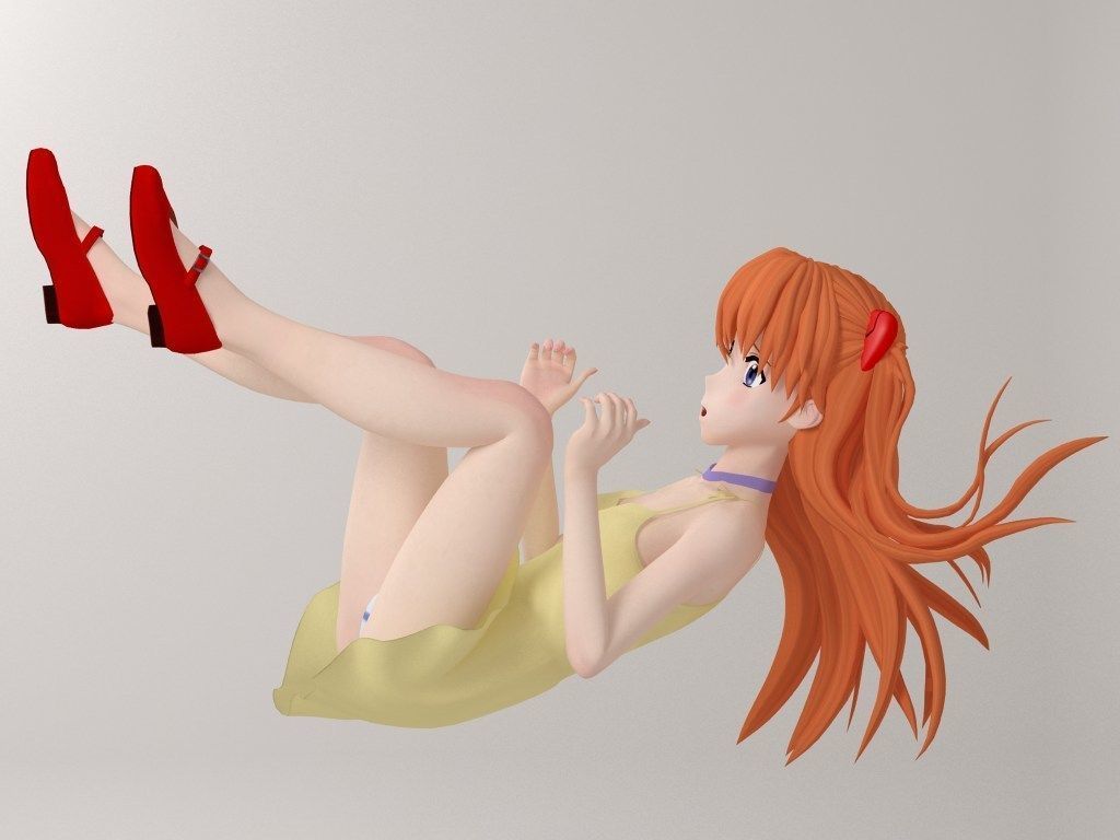 Asuka Langley Soryu anime girl pose 02 3D model_17