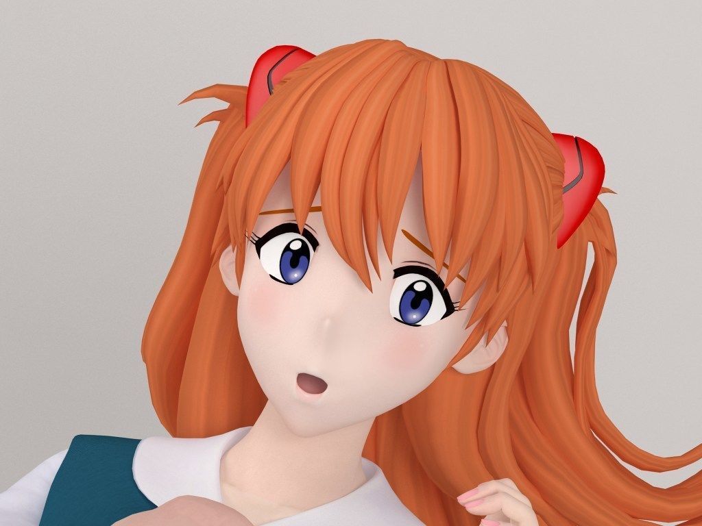 Asuka Langley Soryu anime girl pose 02 3D model_20