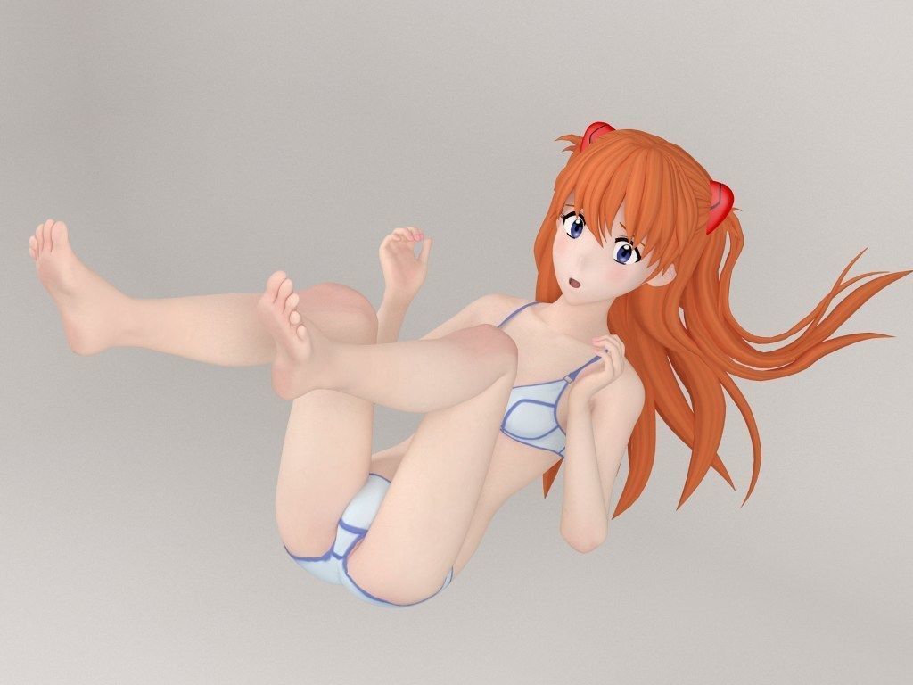 Asuka Langley Soryu anime girl pose 02 3D model_3