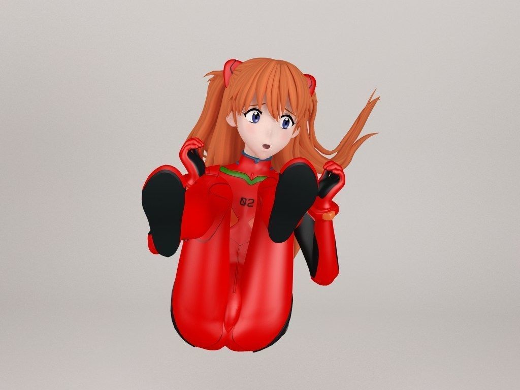 Asuka Langley Soryu anime girl pose 02 3D model_6