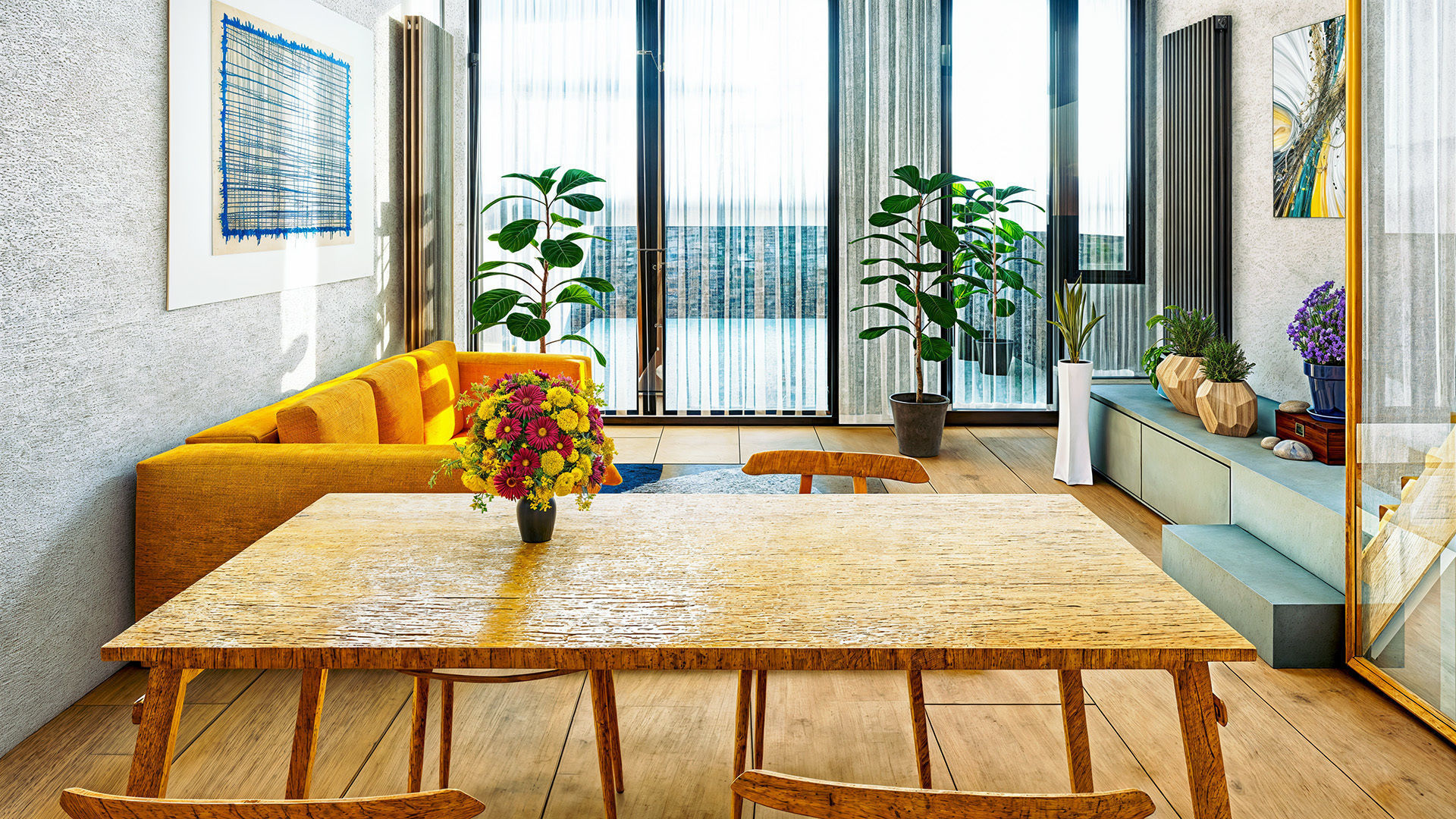 Modern living room and kitchen 3D model_5