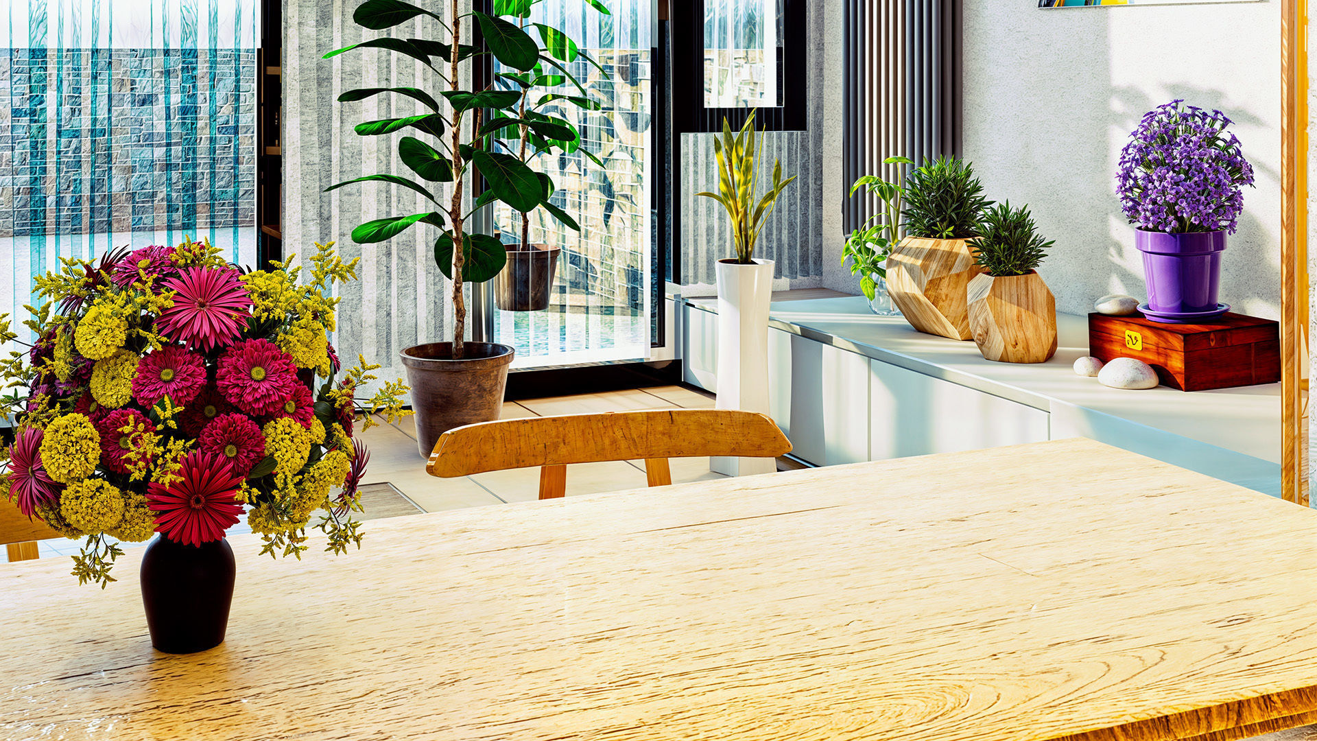 Modern living room and kitchen 3D model_13