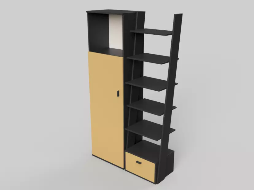Cabinet and shelf in 2 colors 3D model