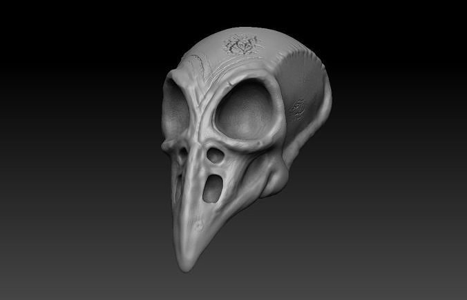 crow skull halloween mask 3D print model