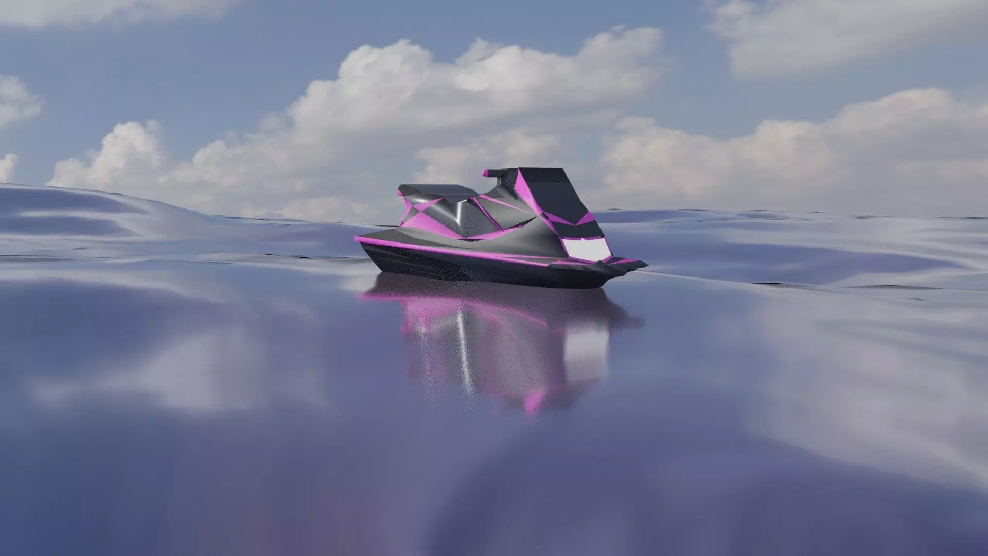 Jet ski Low-poly 3D model_0