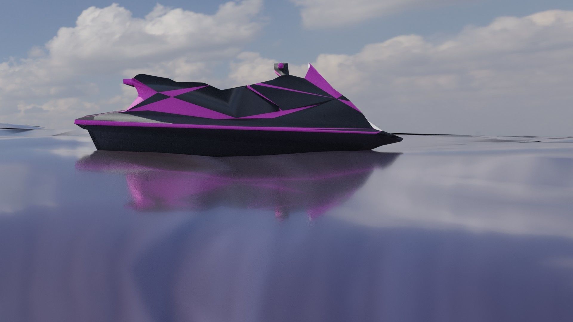 Jet ski Low-poly 3D model_3