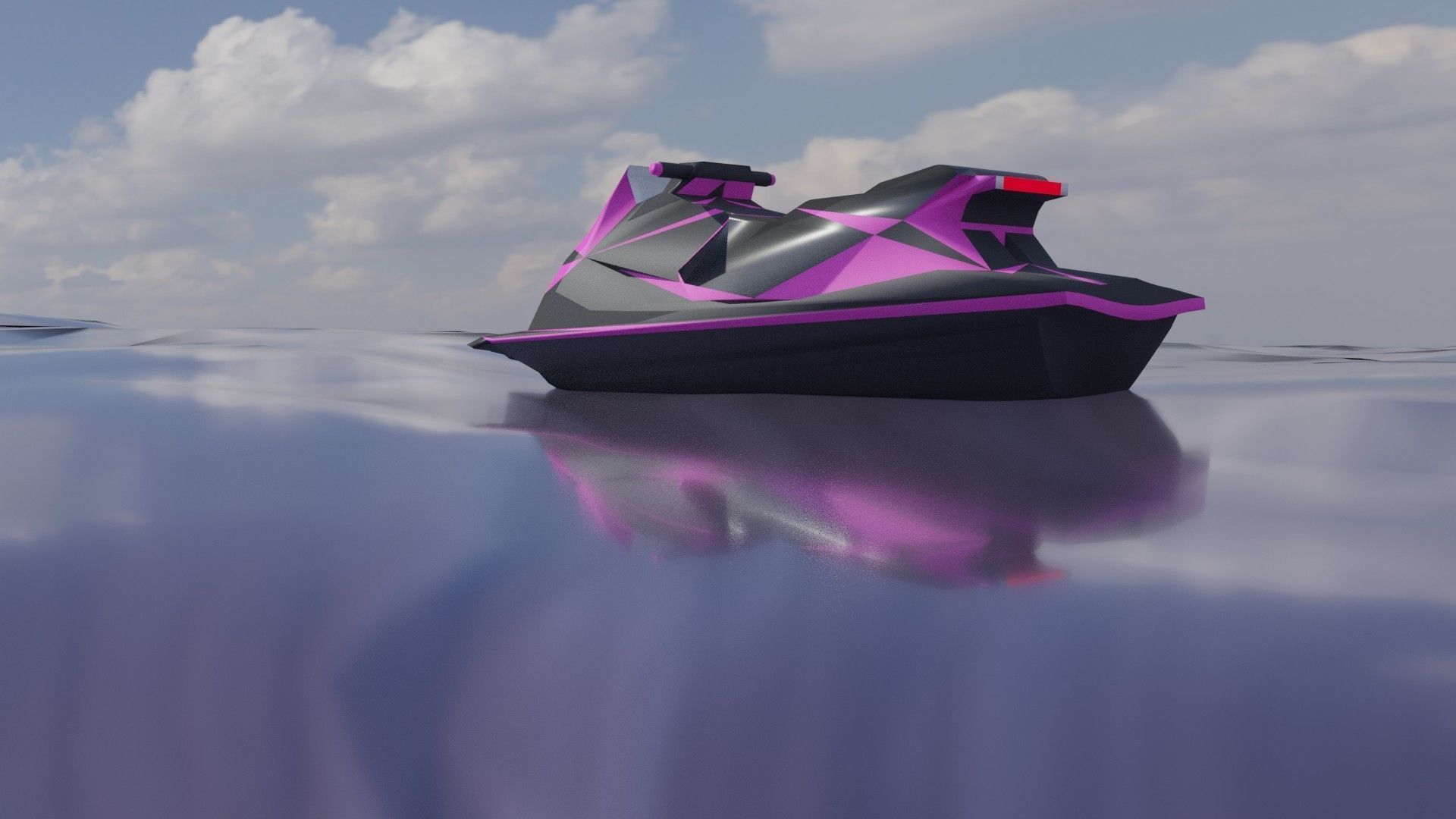 Jet ski Low-poly 3D model_1