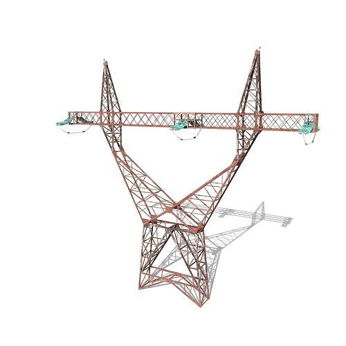 Electricity Pole 3 Weathered 3D model