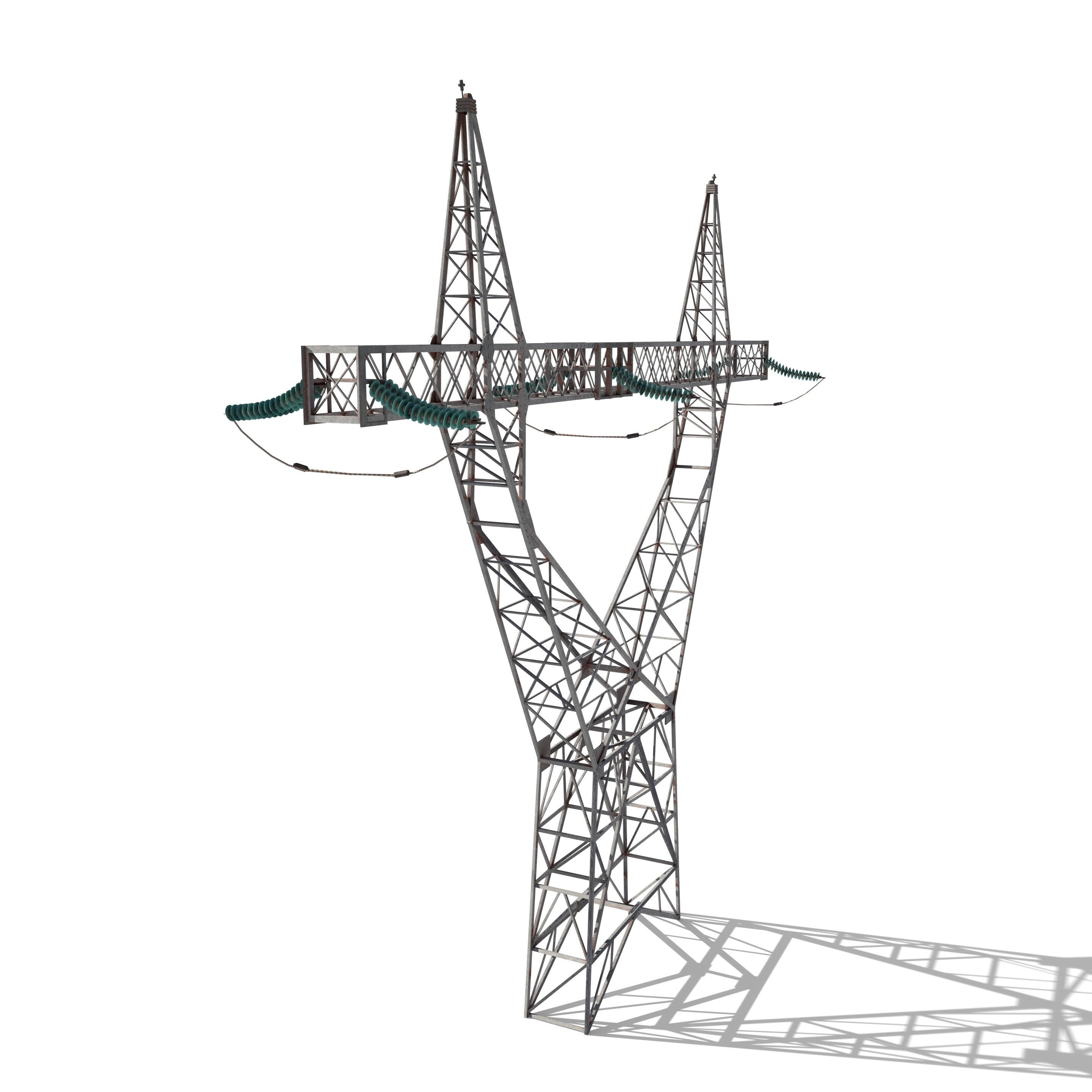 Electricity Pole 4 3D model_4