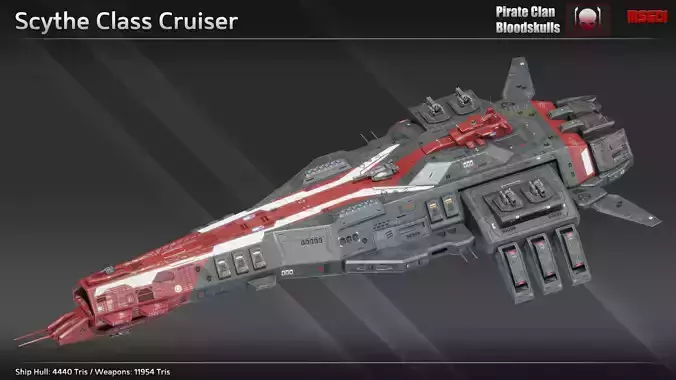 Spaceship Scythe Cruiser Low-poly 3D model