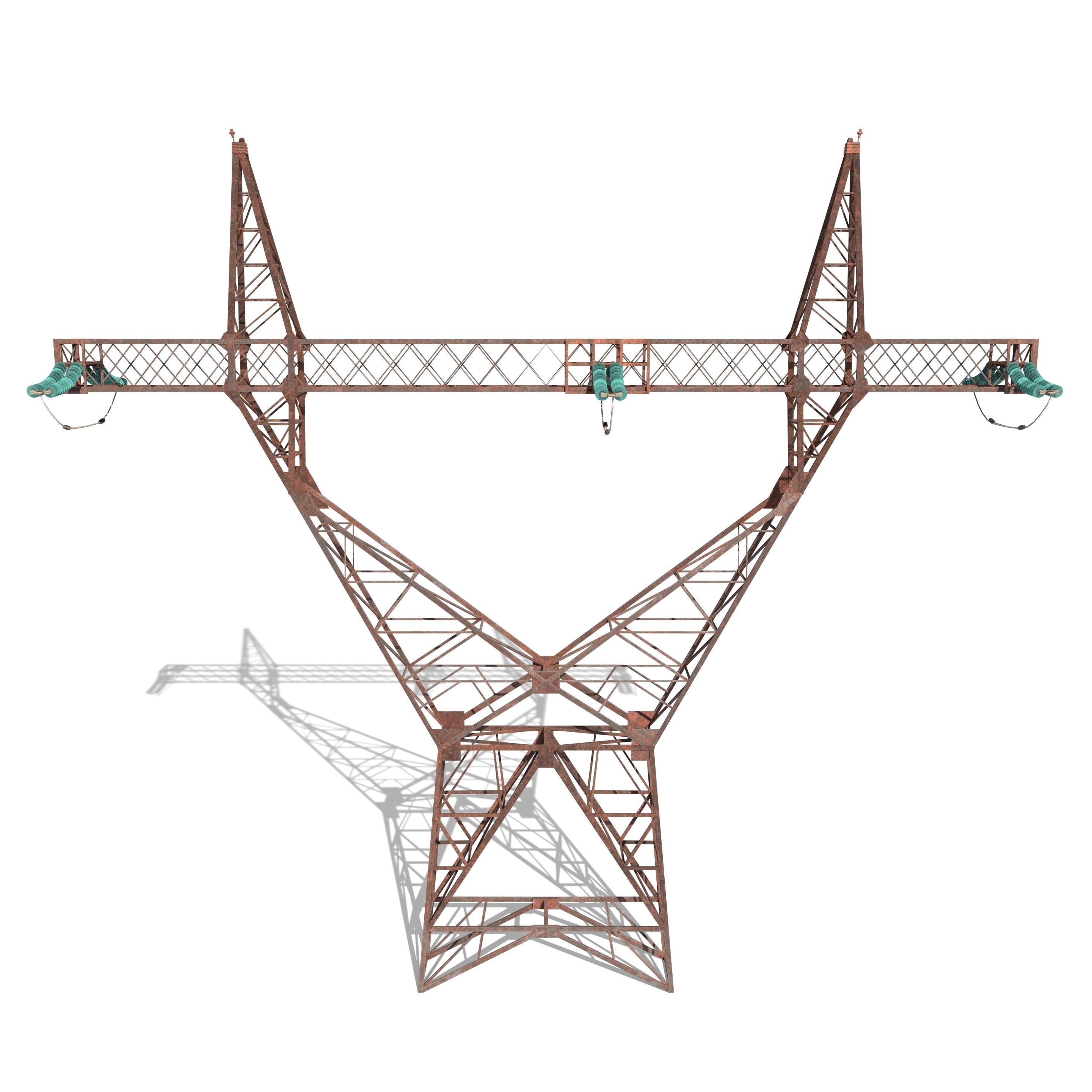 Electricity Pole 4 Weathered Low-poly 3D model_5
