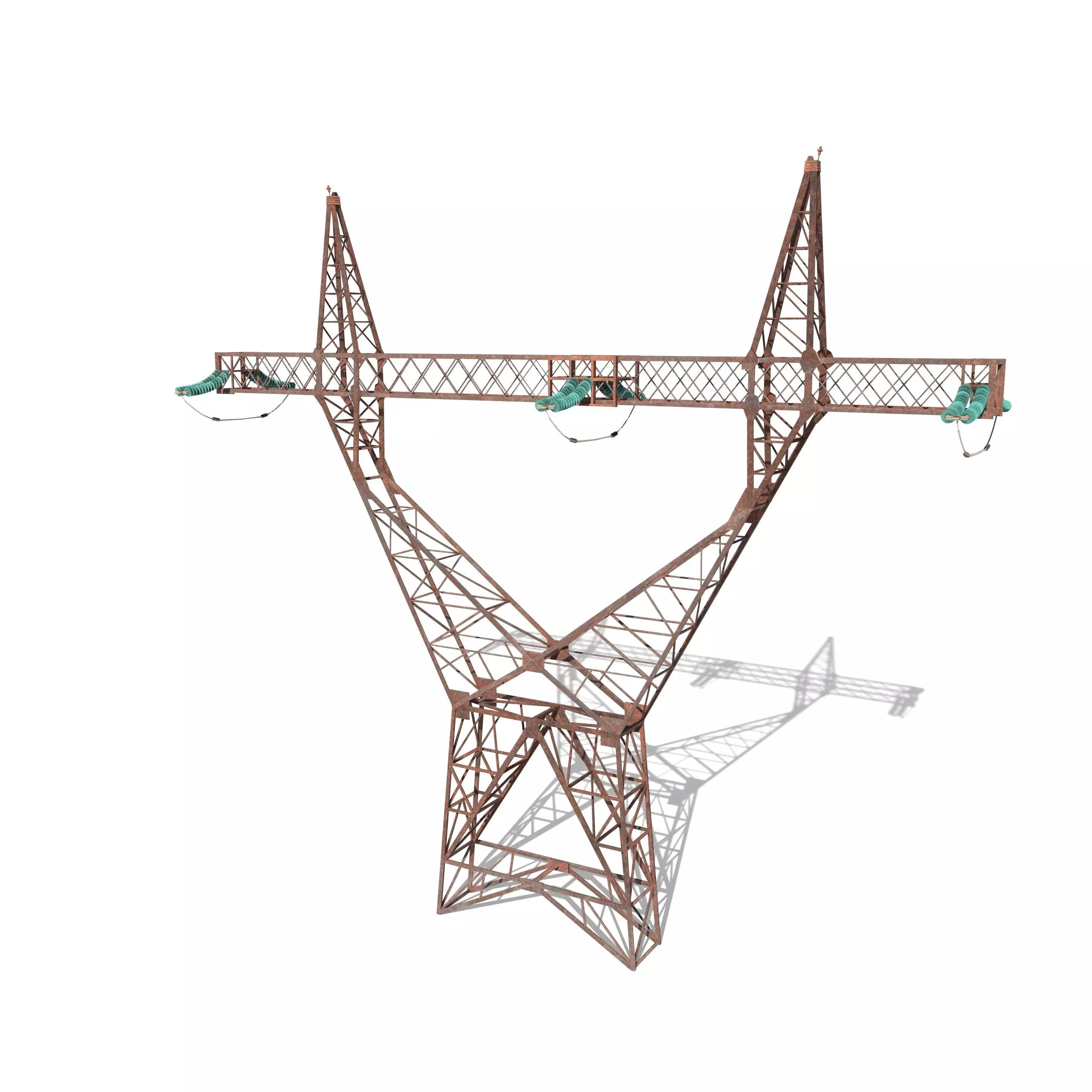 Electricity Pole 4 Weathered Low-poly 3D model_0