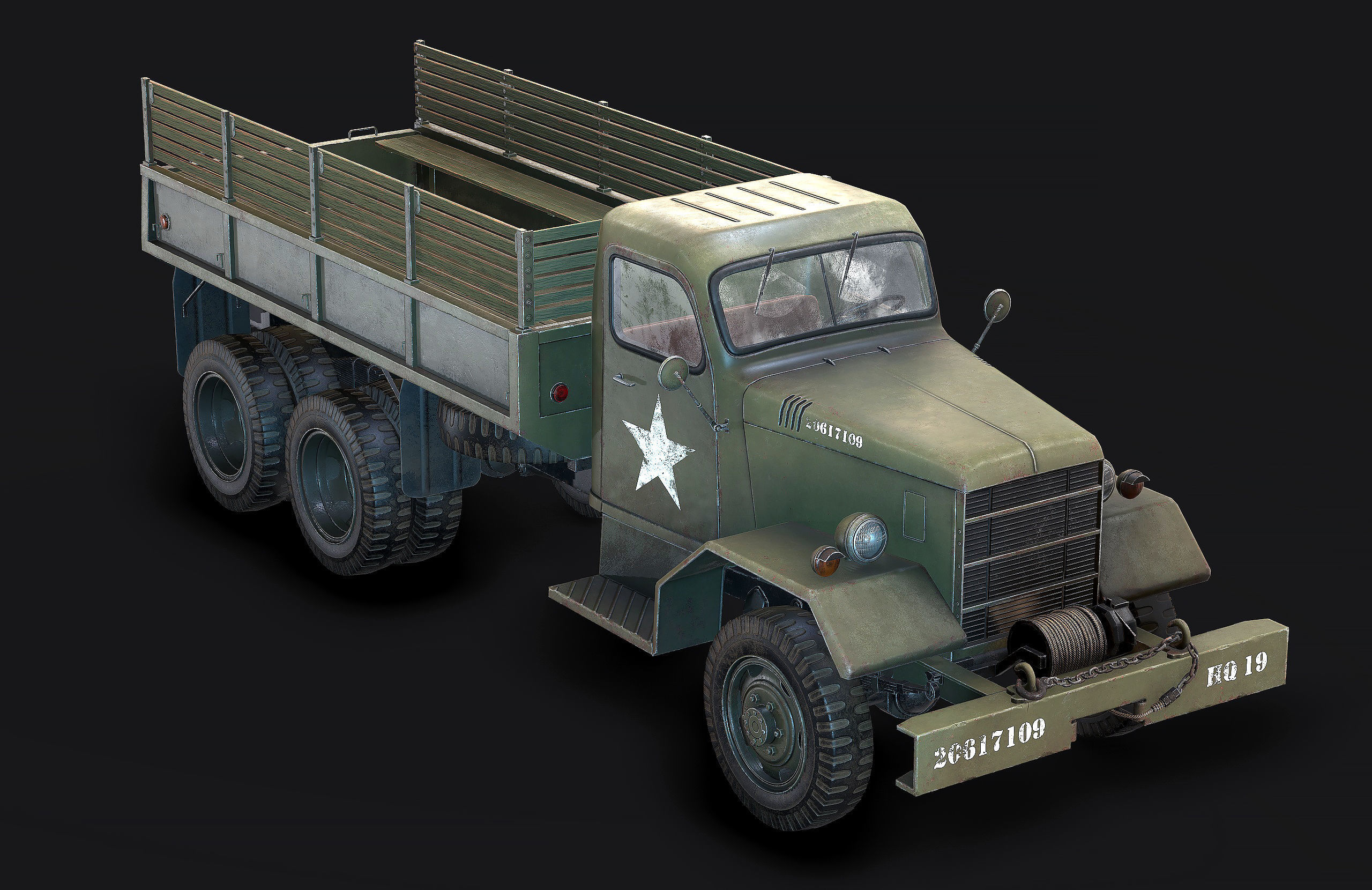 Army Truck Low Poly  Low-poly 3D model_1