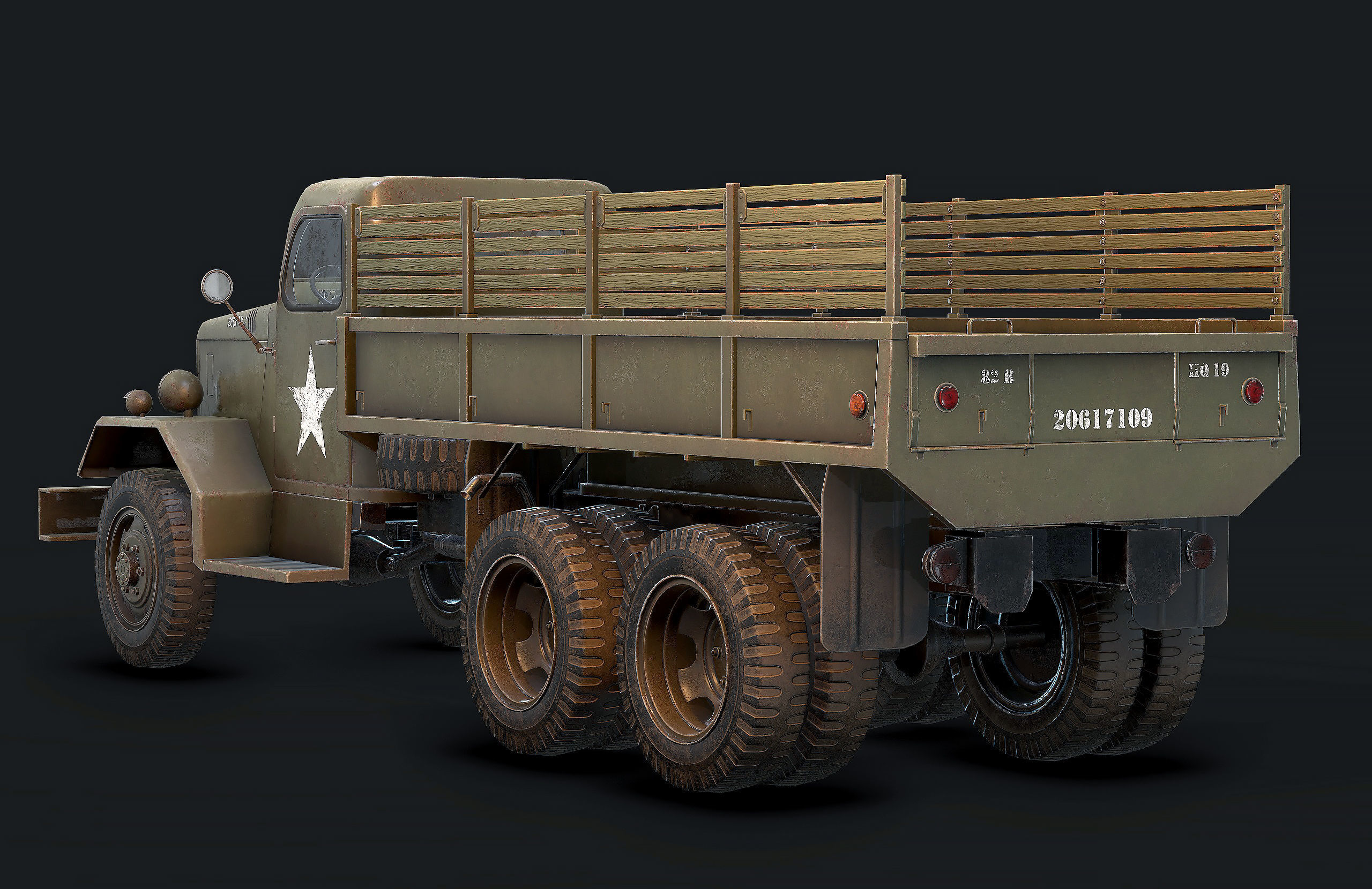 Army Truck Low Poly  Low-poly 3D model_5