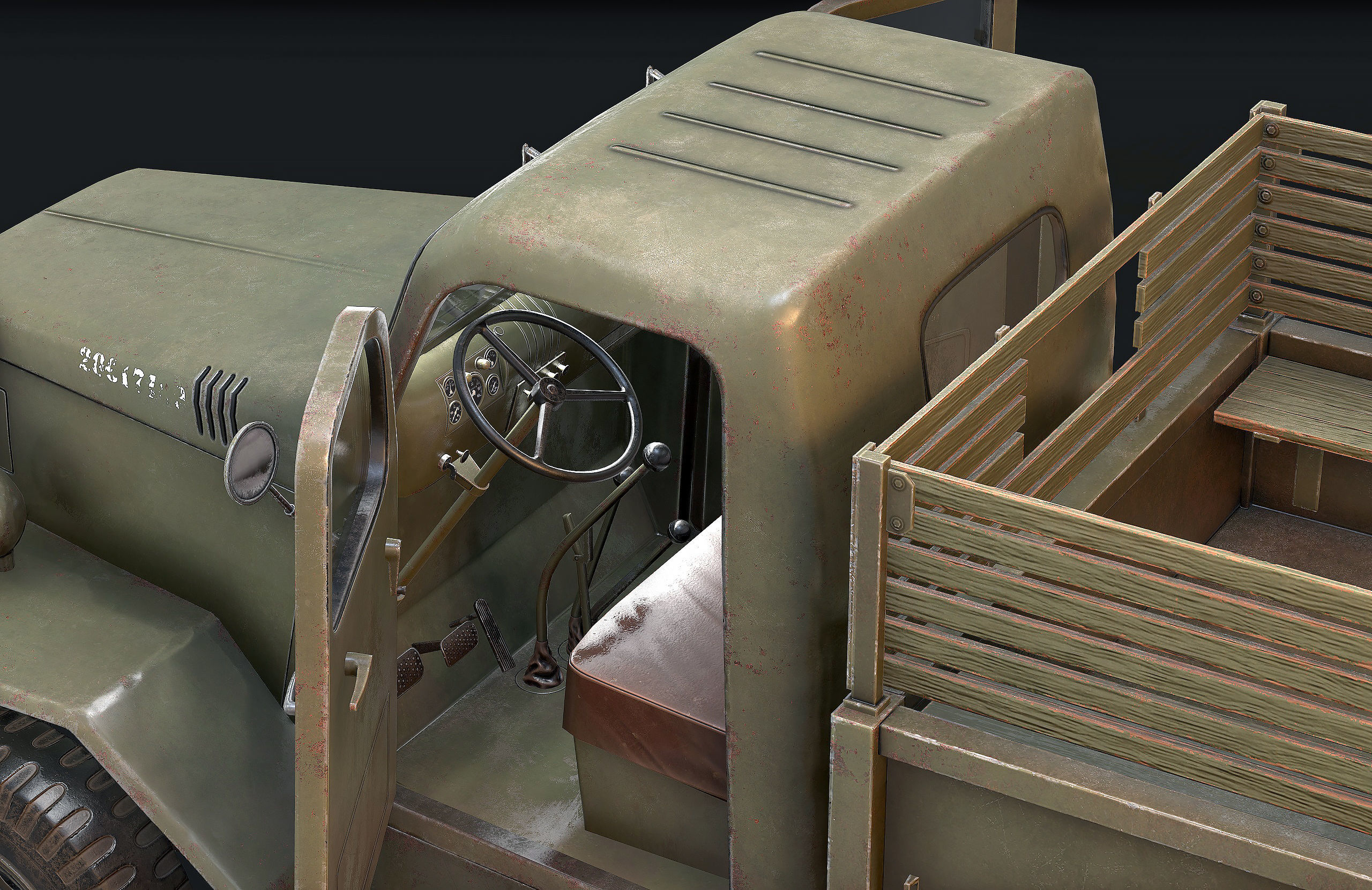 Army Truck Low Poly  Low-poly 3D model_9