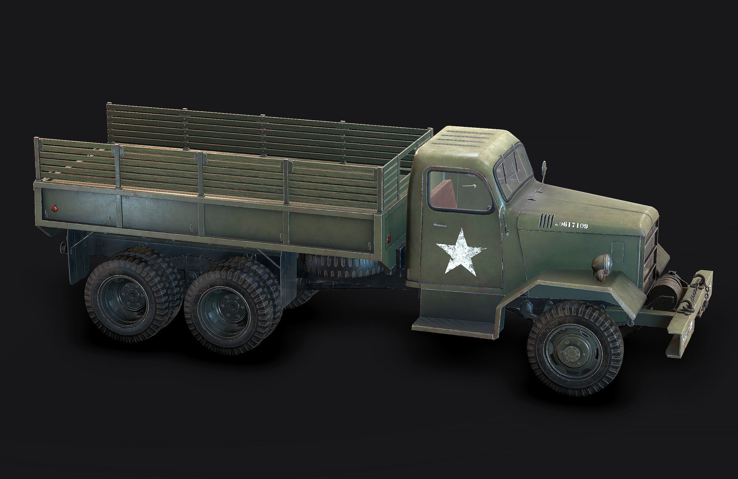 Army Truck Low Poly  Low-poly 3D model_3