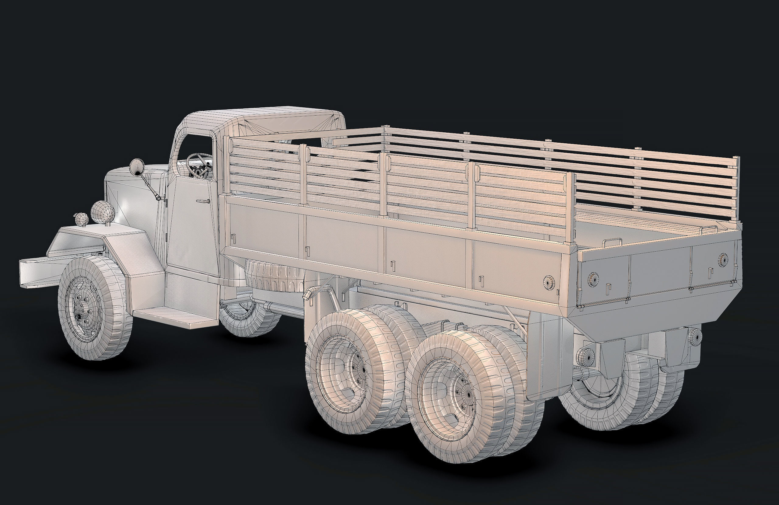 Army Truck Low Poly  Low-poly 3D model_12