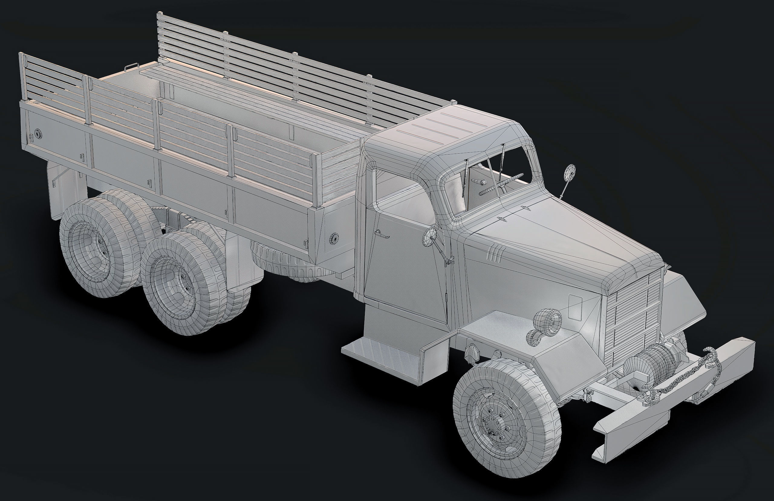 Army Truck Low Poly  Low-poly 3D model_11