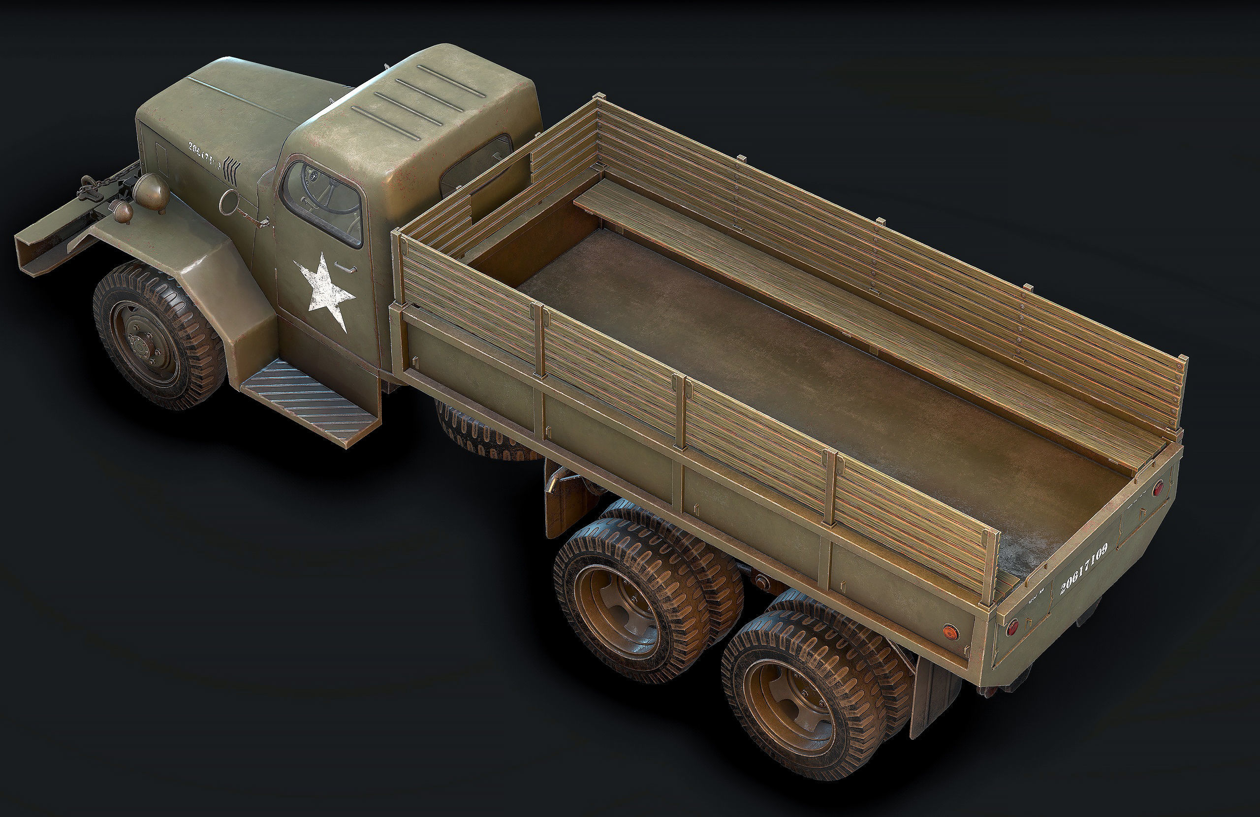 Army Truck Low Poly  Low-poly 3D model_6