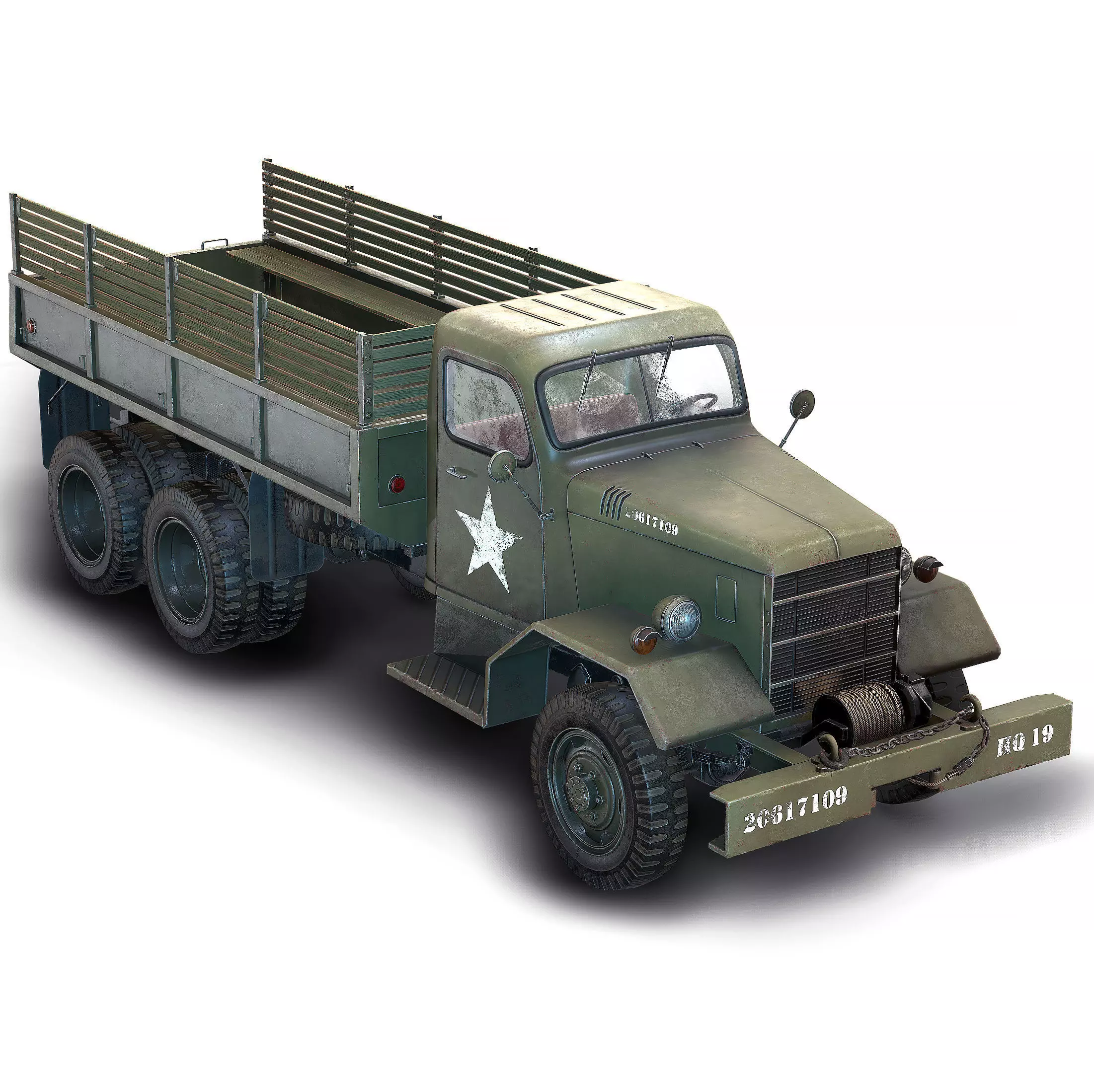 Army Truck Low Poly  Low-poly 3D model_0