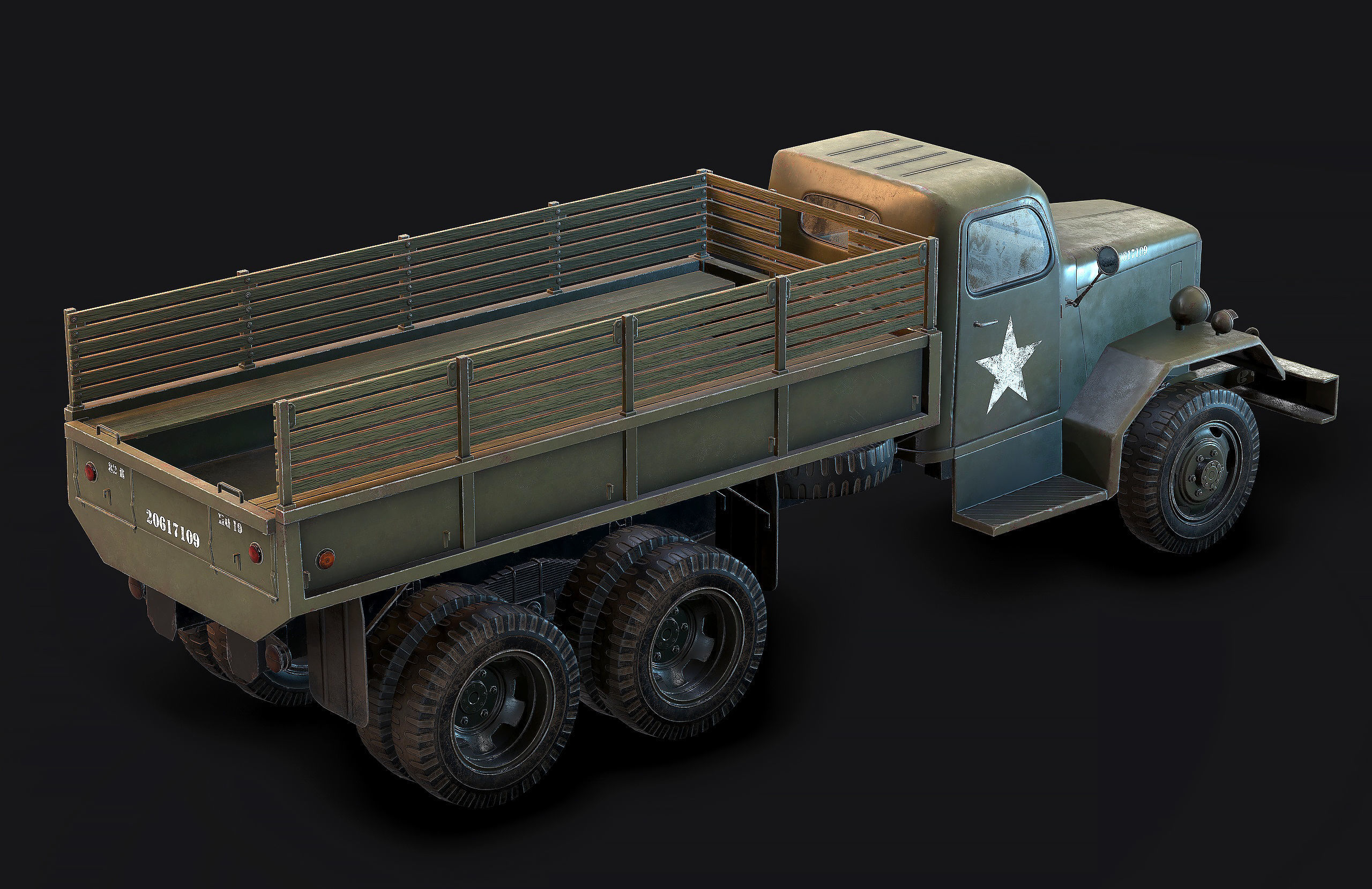 Army Truck Low Poly  Low-poly 3D model_4