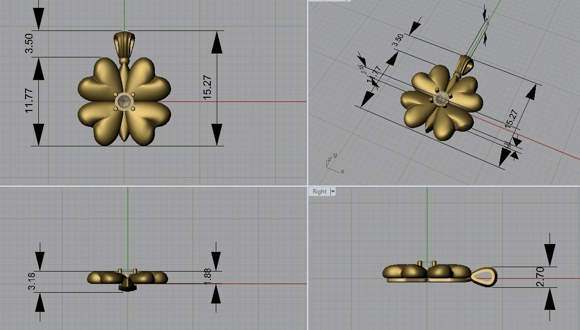 Clover pendant 2 3D print model_5