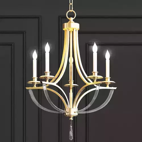 Bent 5 Light Crystal Chandelier