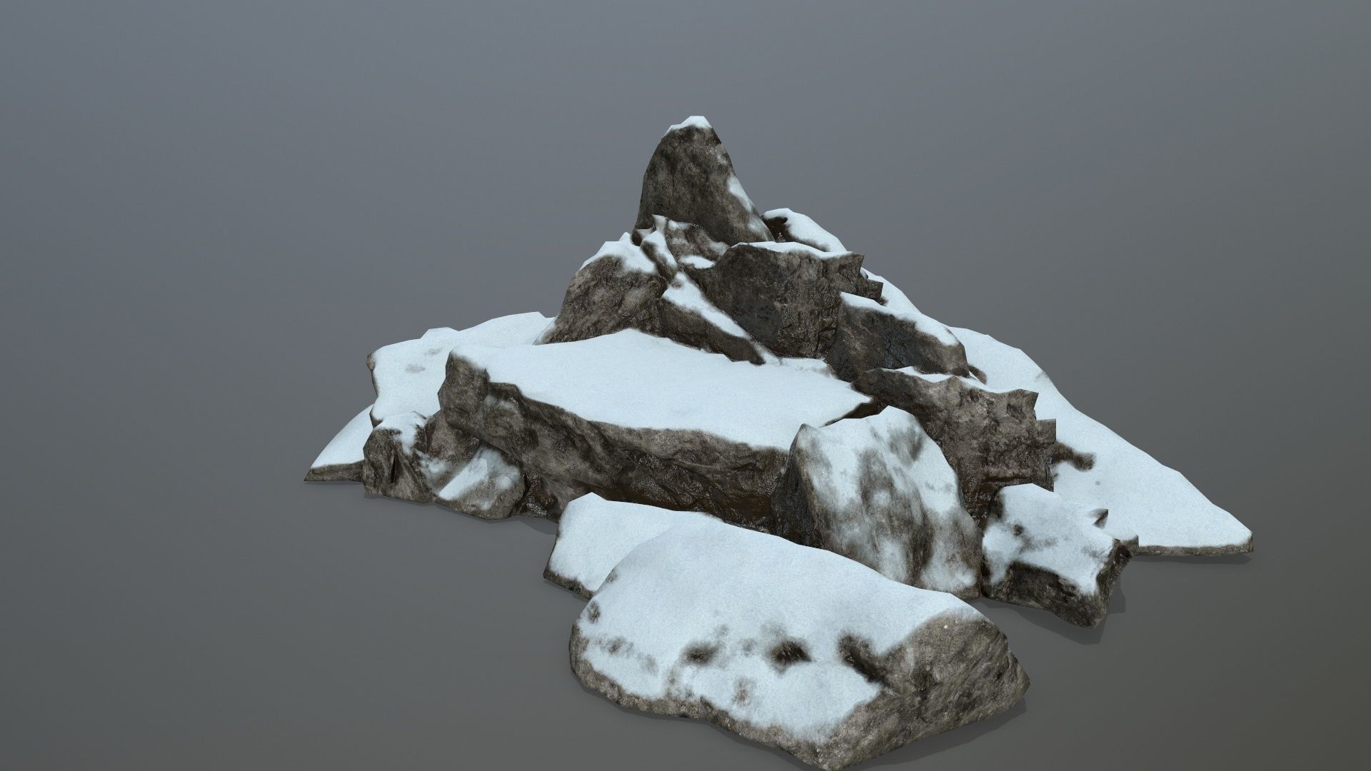 rocks rock with snow Low-poly 3D model_9