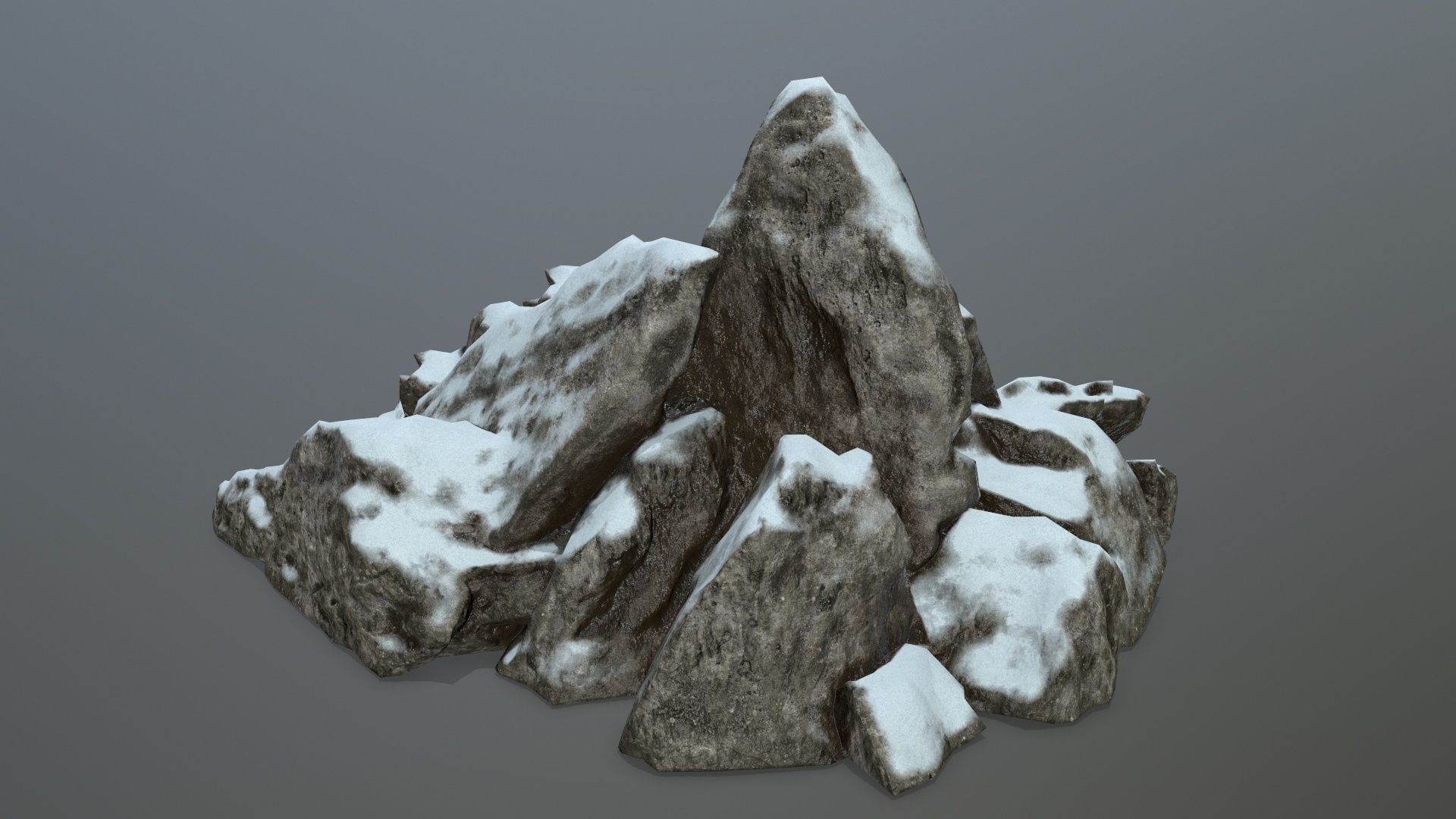 rocks rock with snow Low-poly 3D model_5