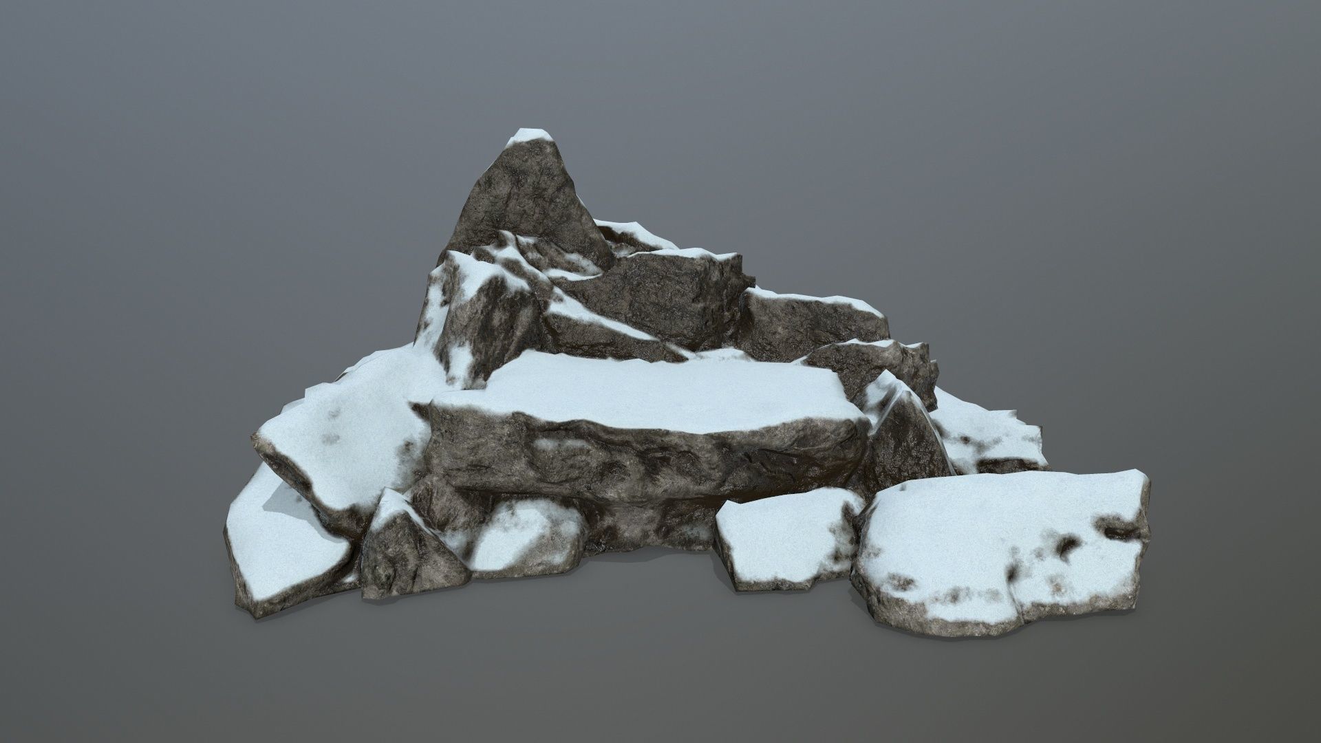 rocks rock with snow Low-poly 3D model_1