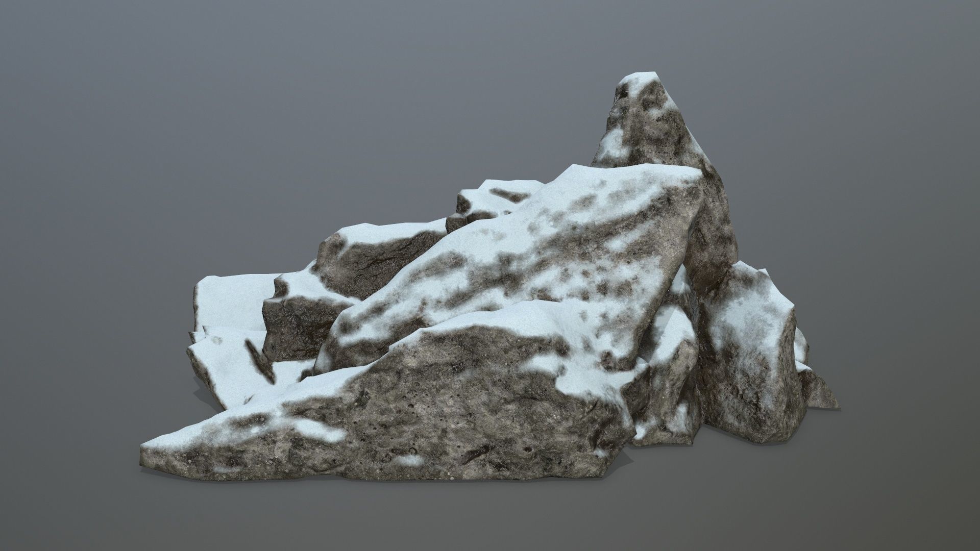 rocks rock with snow Low-poly 3D model_6