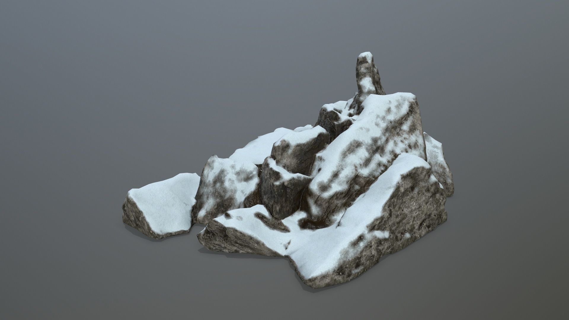rocks rock with snow Low-poly 3D model_7