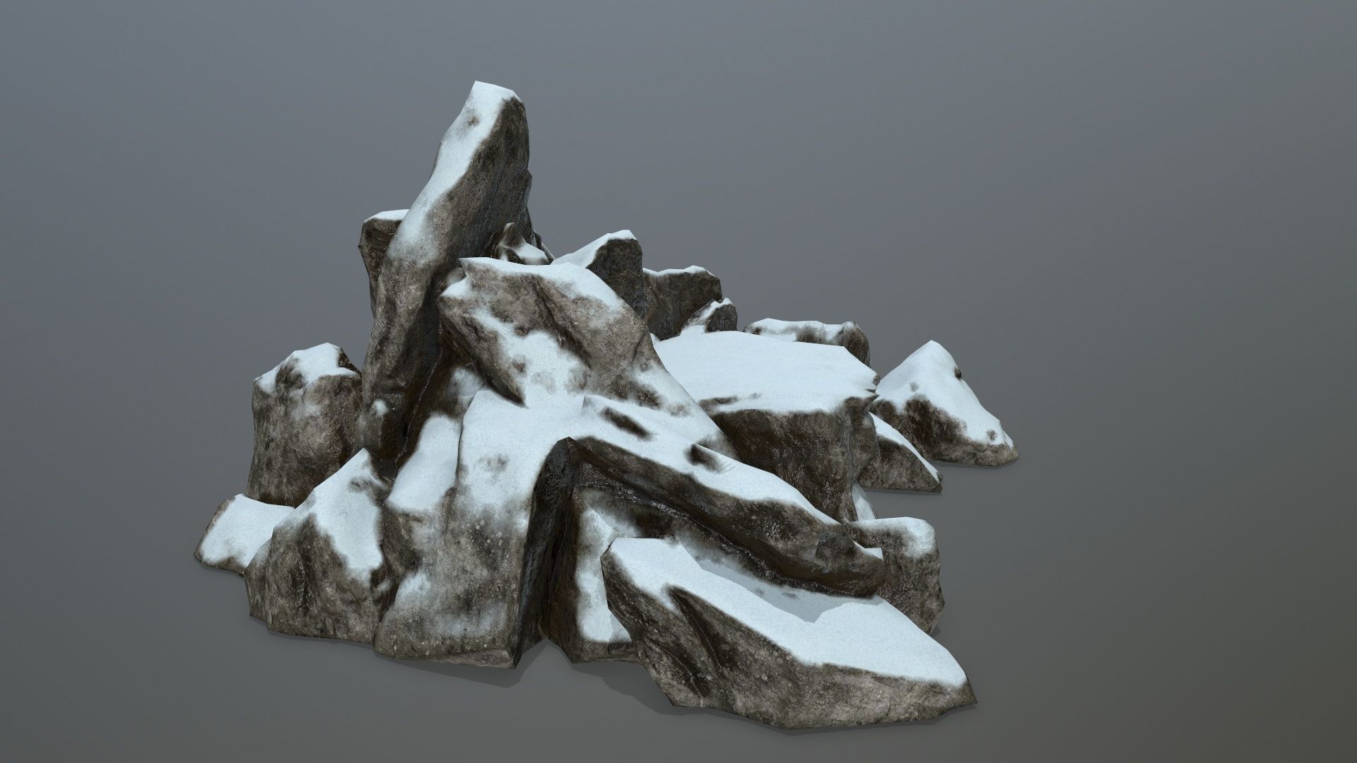 rocks rock with snow Low-poly 3D model_3