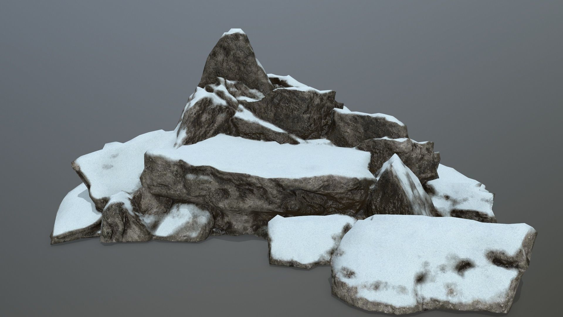 rocks rock with snow Low-poly 3D model_10