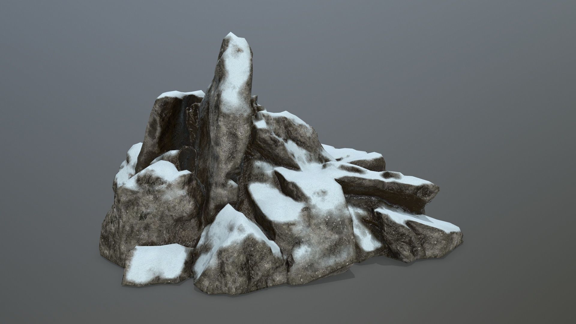 rocks rock with snow Low-poly 3D model_4