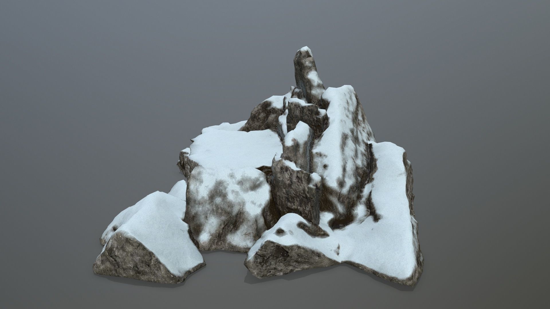 rocks rock with snow Low-poly 3D model_8