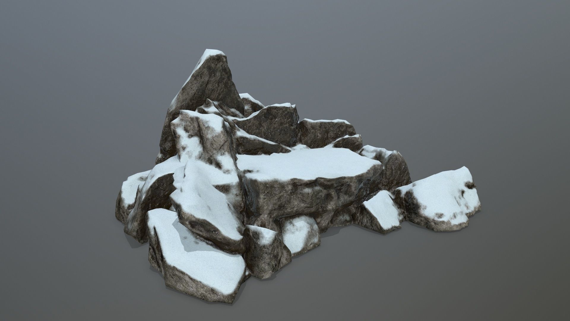 rocks rock with snow Low-poly 3D model_2