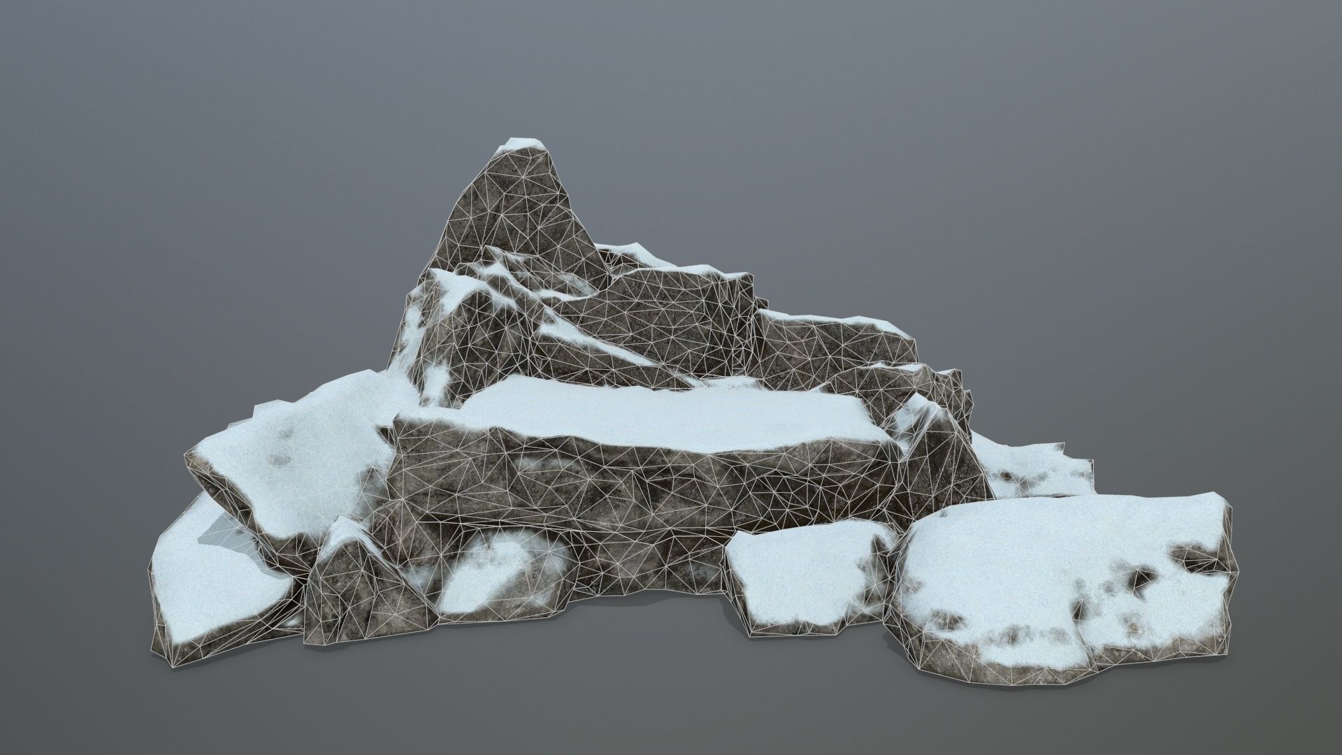 rocks rock with snow Low-poly 3D model_12