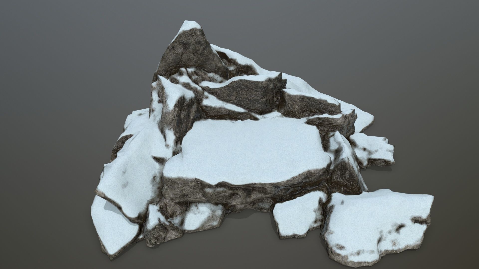 rocks rock with snow Low-poly 3D model_11