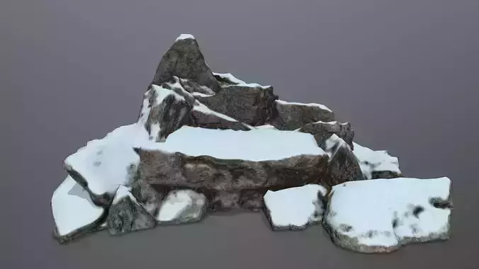 rocks rock with snow