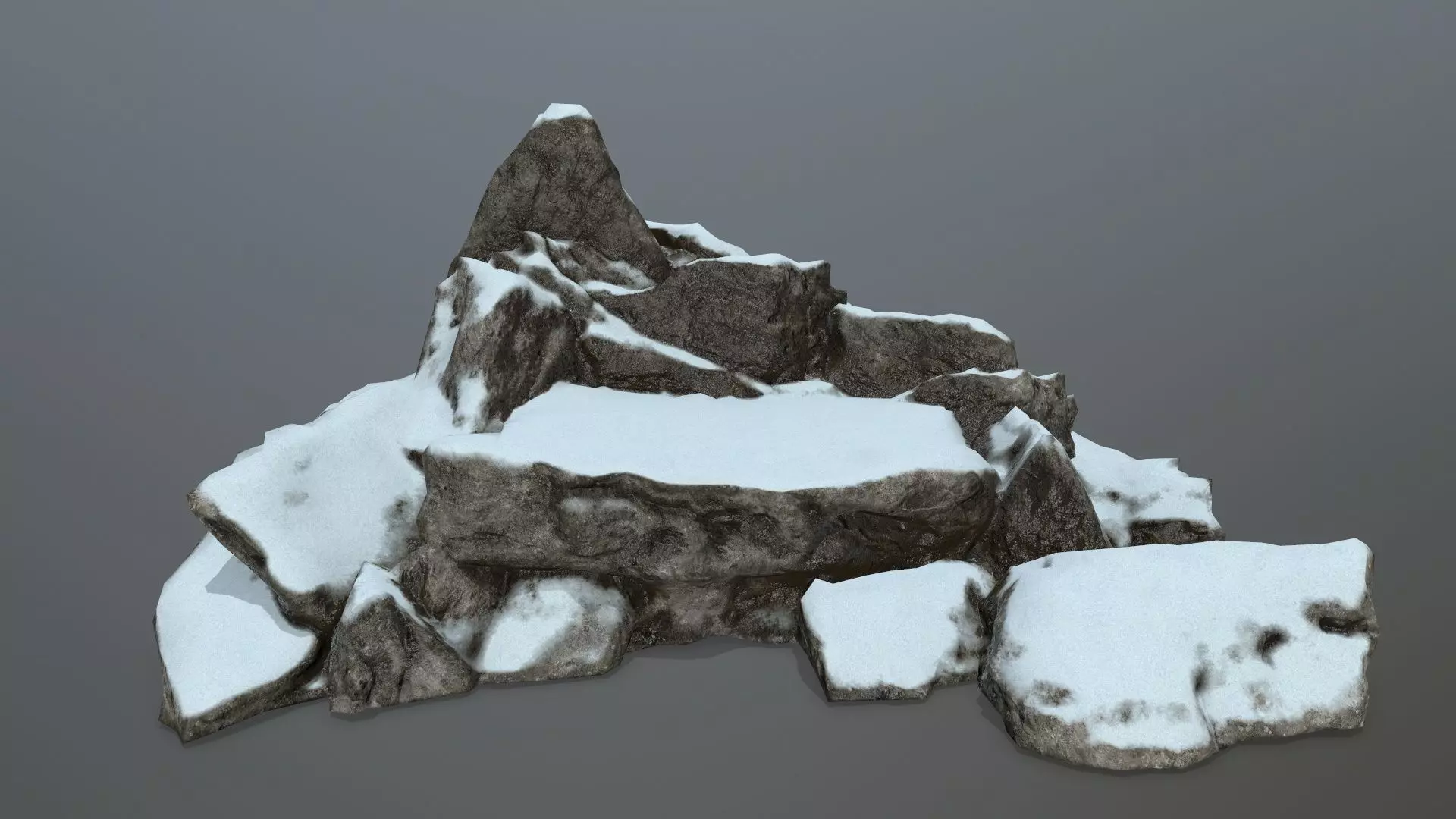 rocks rock with snow Low-poly 3D model_0