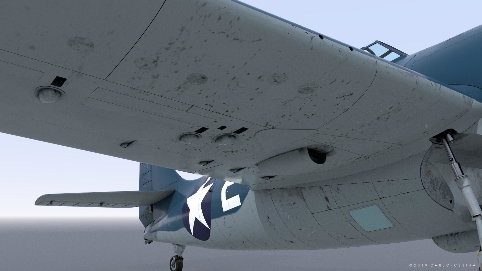 F4F-3 WILDCAT VMF-222 Low-poly 3D model_22