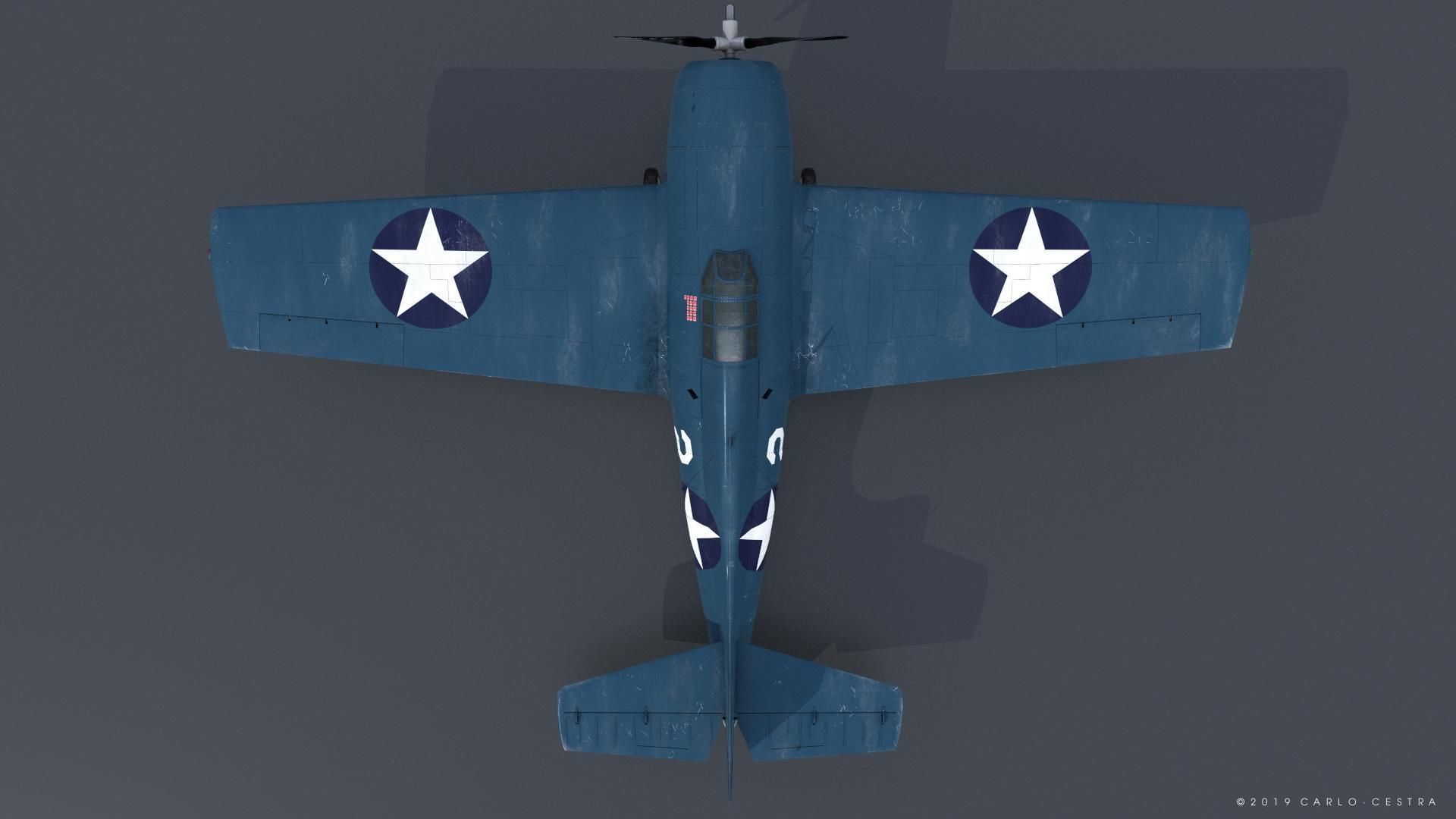F4F-3 WILDCAT VMF-222 Low-poly 3D model_17