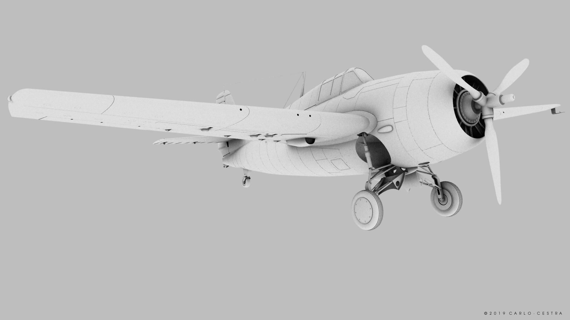 F4F-3 WILDCAT VMF-222 Low-poly 3D model_43