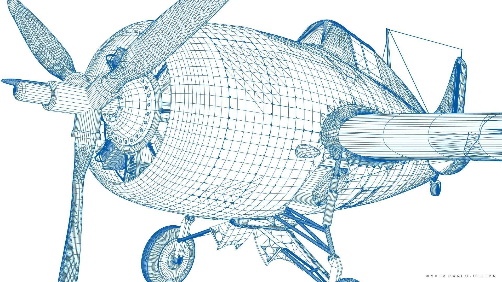 F4F-3 WILDCAT VMF-222 Low-poly 3D model_58